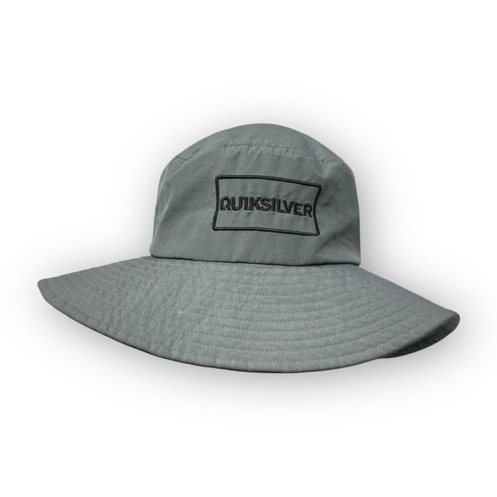 Quiksilver Boonie Athletic Bucket Sun Hat Cap Fishing Wide Brim Gray OSFM